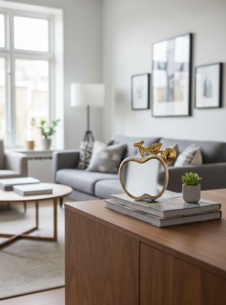 Espejo Decorativo Mesa Forma Manzana Adorno Hogar Jhn-5