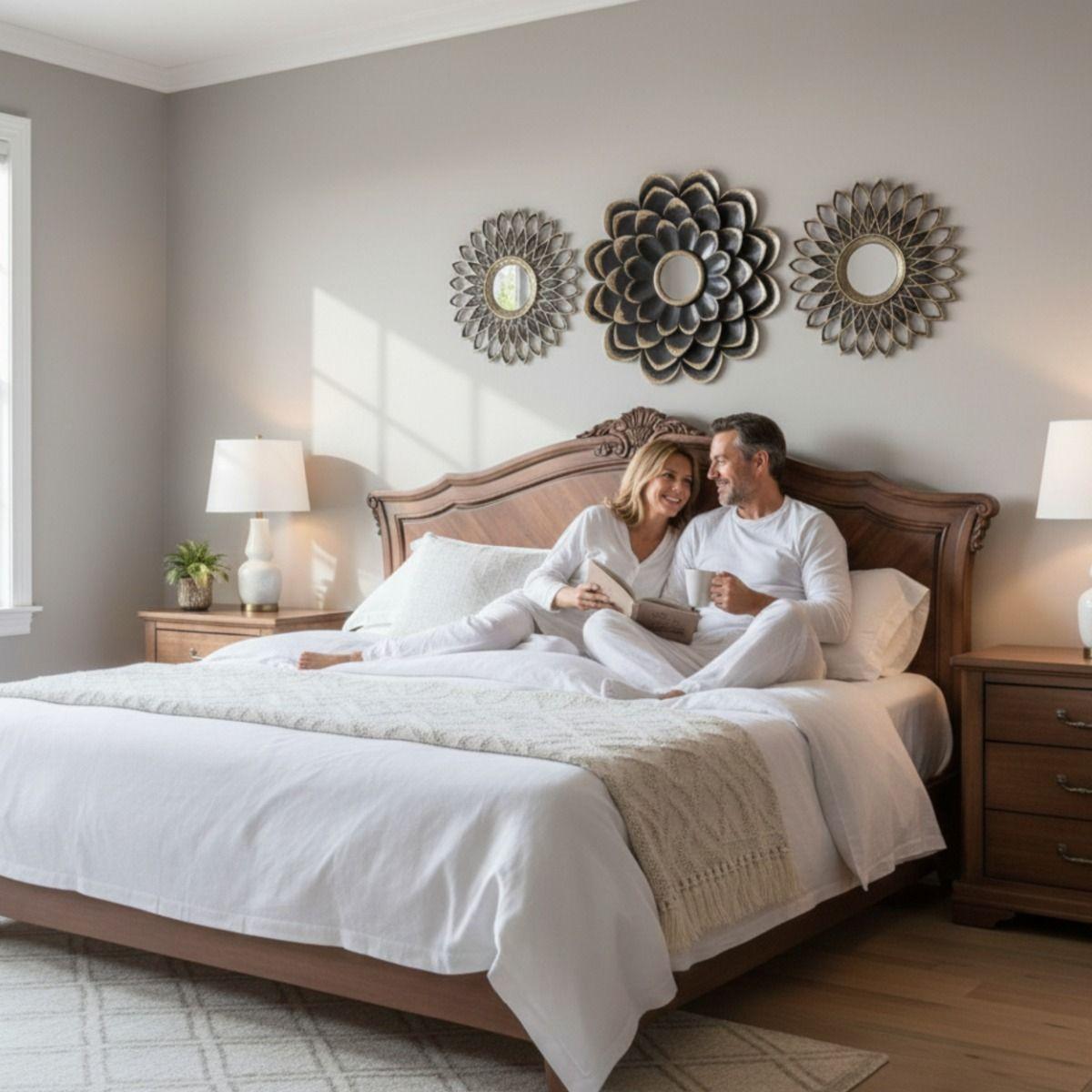 Espejo Pared Floral Conjunto Decorativo 3 Pza Hogar Jhn-3