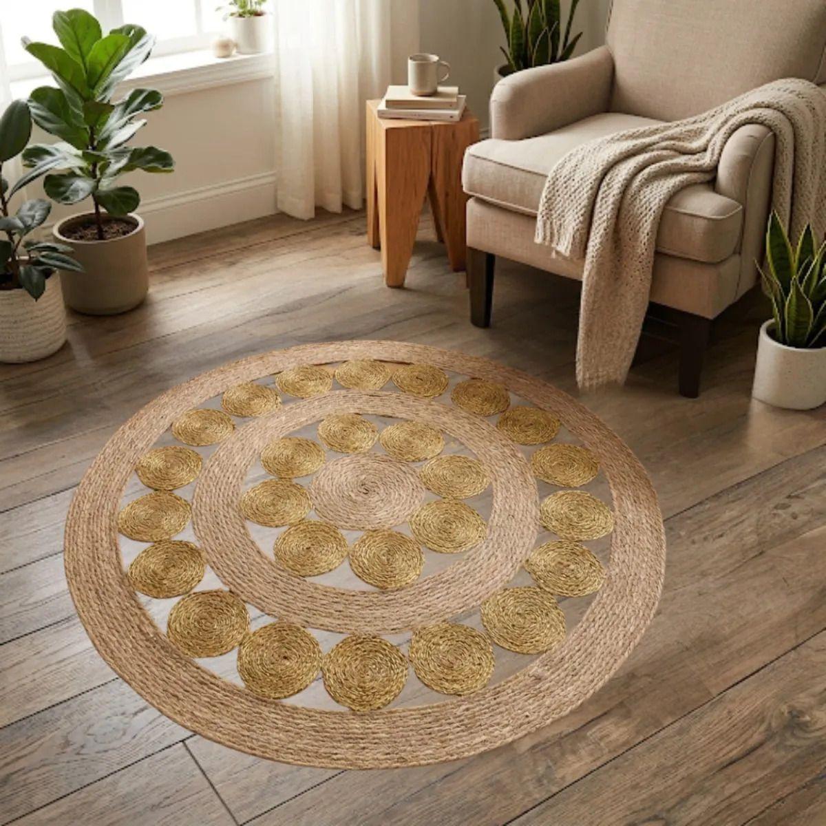 Alfombra Decorativa Mosaico Circular Trenzada Elegante ALJ-3
