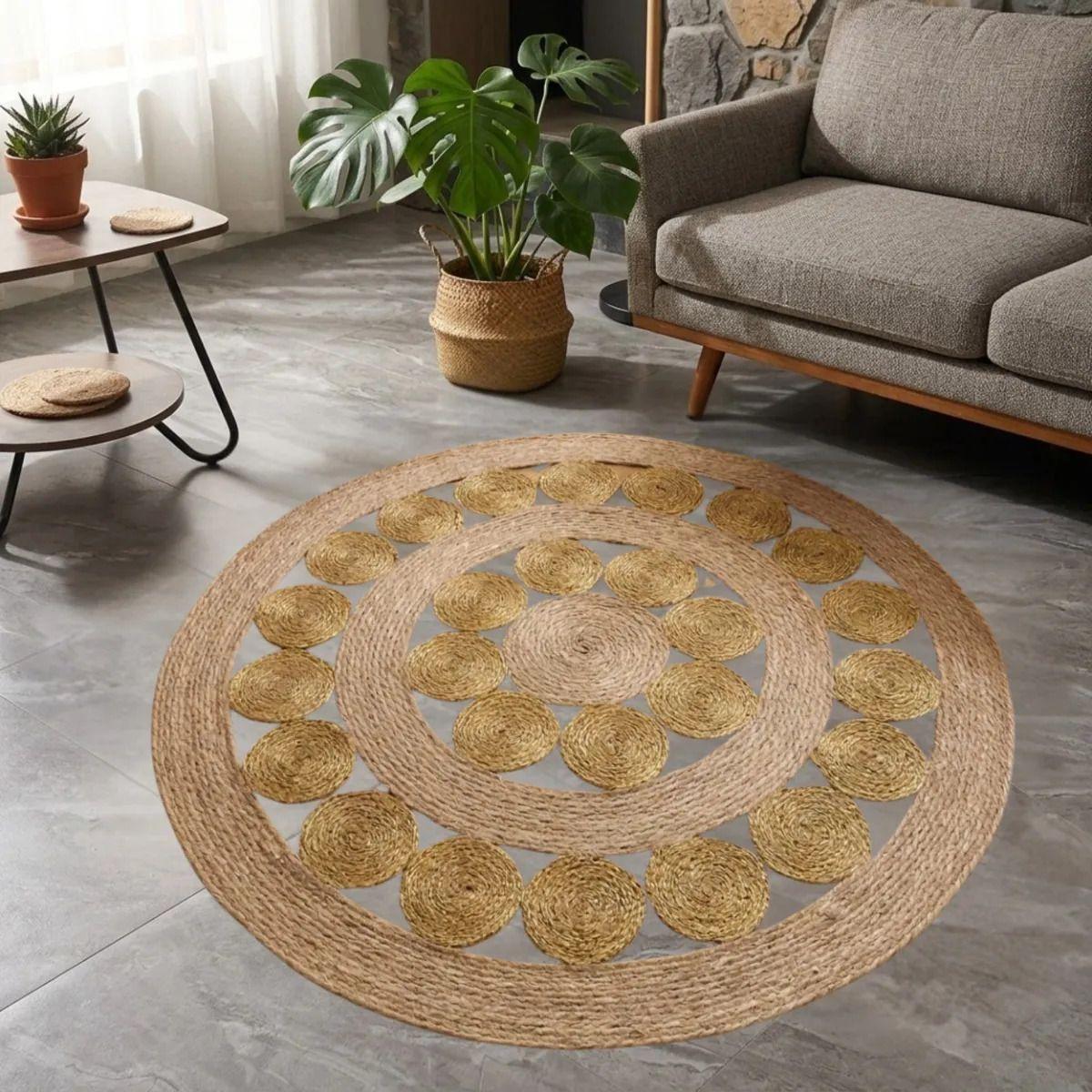 Alfombra Decorativa Mosaico Circular Trenzada Elegante ALJ-4
