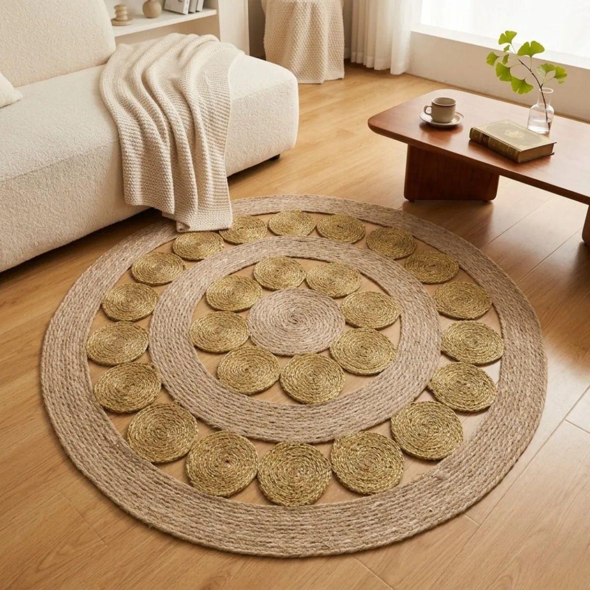 Alfombra Decorativa Mosaico Circular Trenzada Elegante ALJ-5
