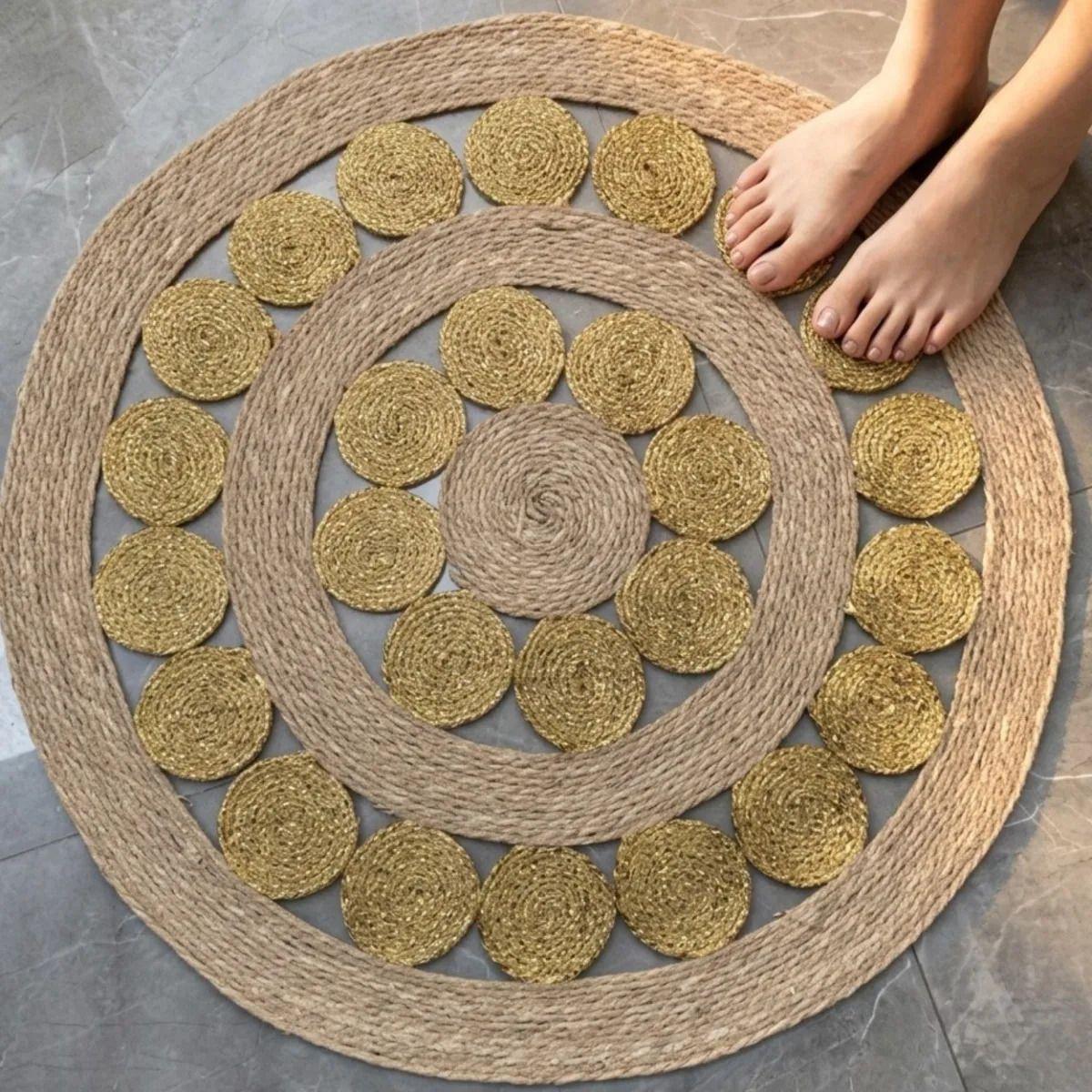 Alfombra Decorativa Mosaico Circular Trenzada Elegante ALJ-8