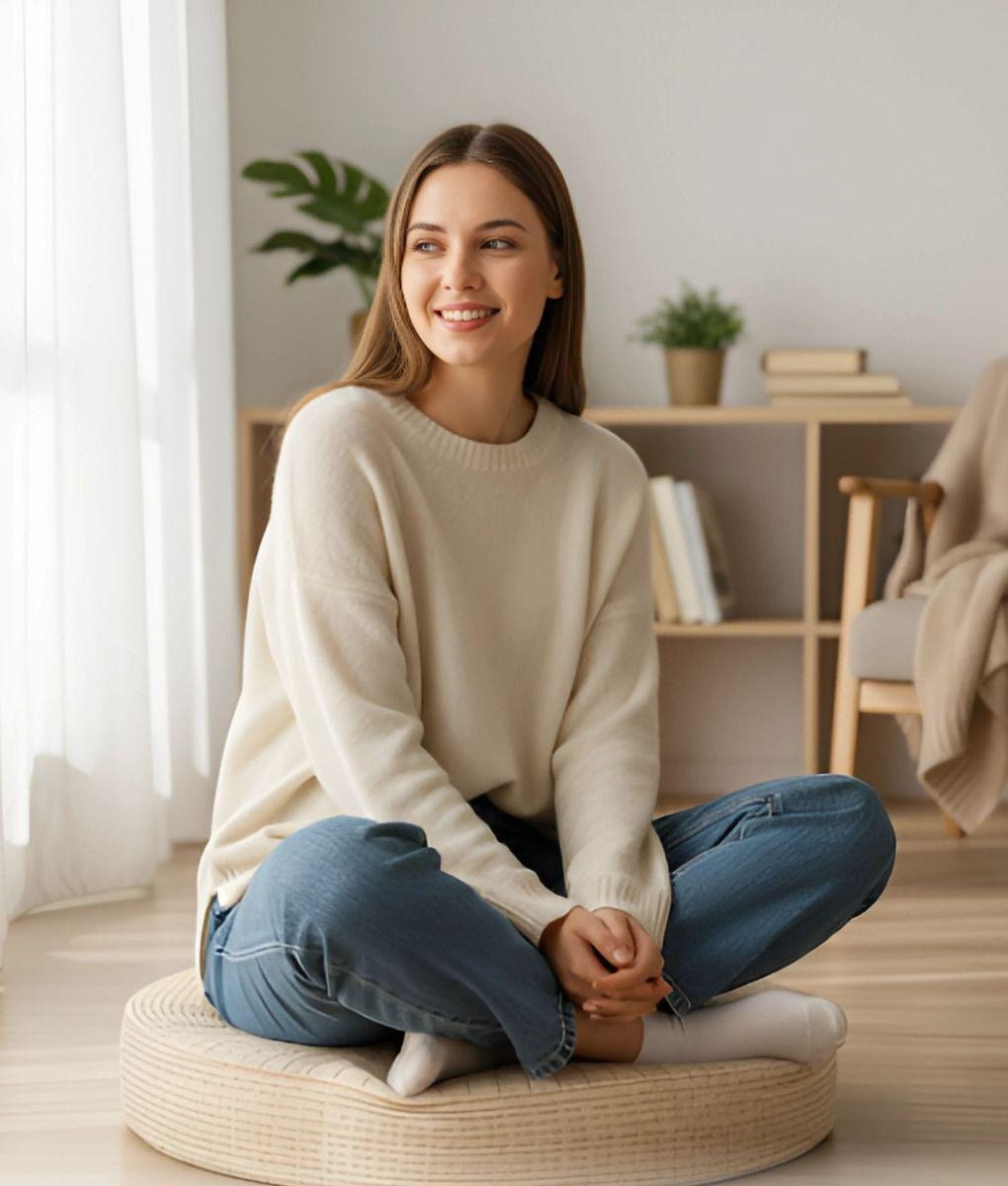 Cojín Decorativo Multifuncional Redondo Natural Yoga Jhn-2