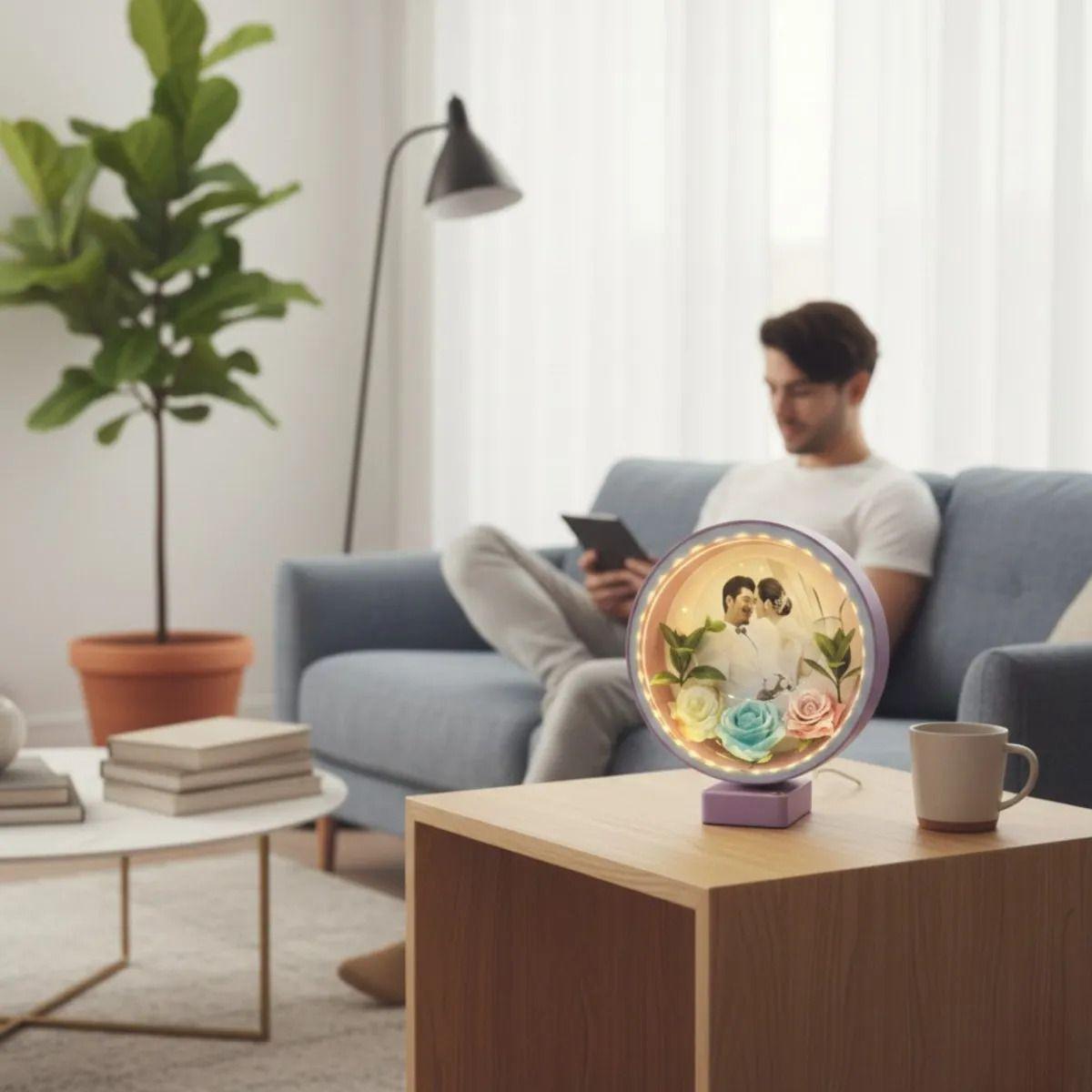 Portarretrato Mágico Decorativo Iluminado 3D Marco Foto Jhn-5