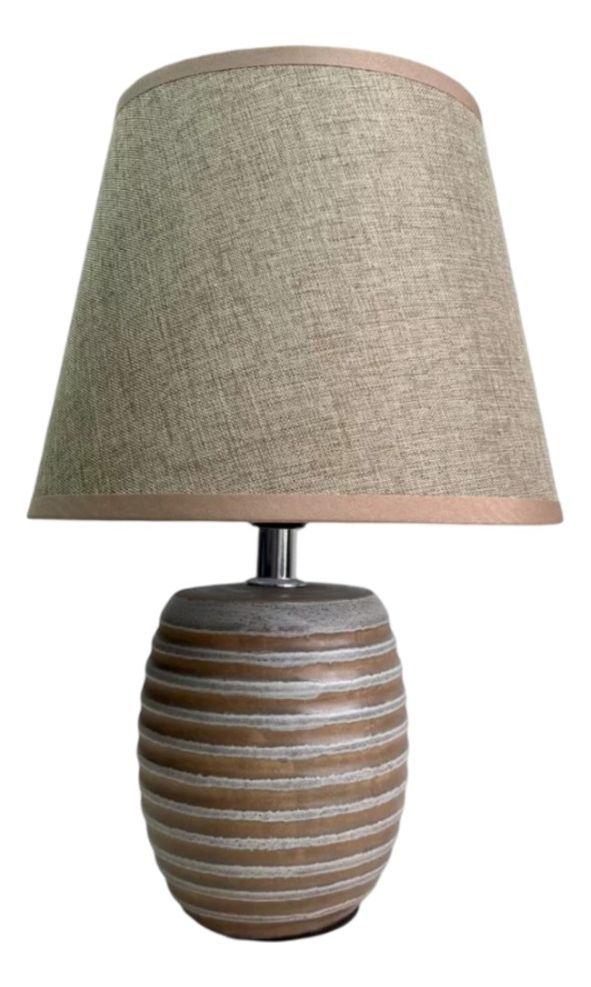 Lámpara Velador Mesa Noche Cerámica Beige Decorativa Jhn-0