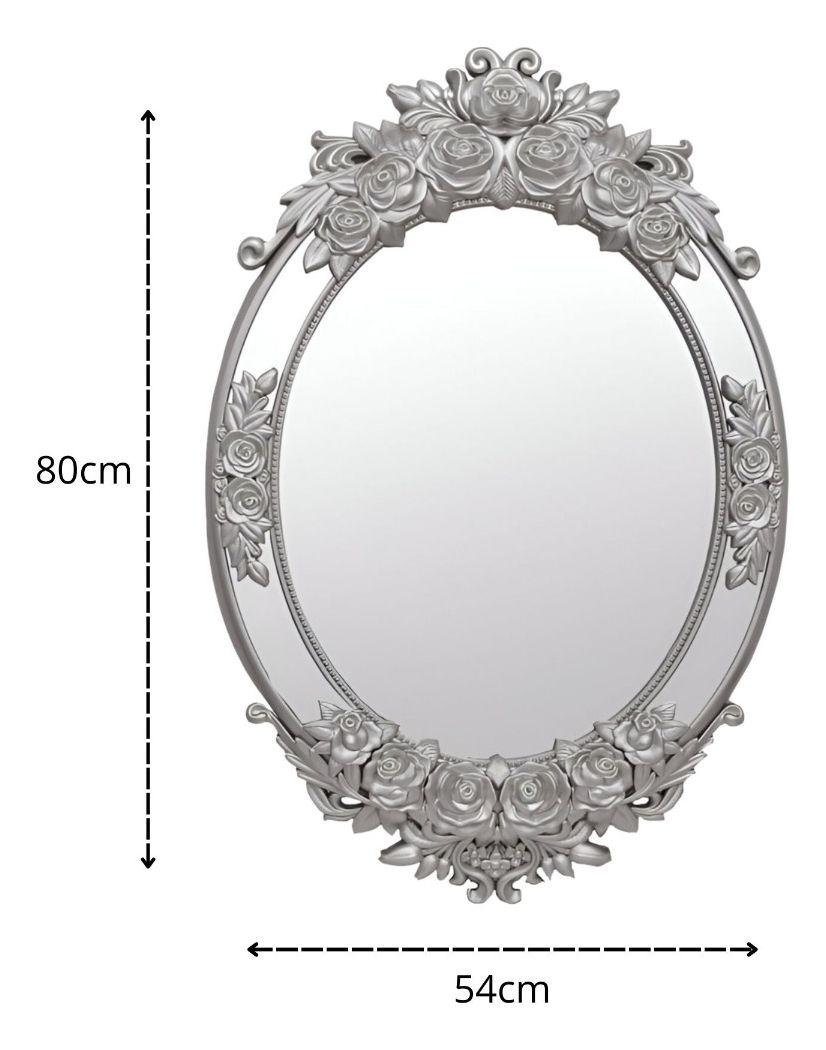 Espejo Pared Ovalado Colgar Decorativo Grande Plateado Jhn-9