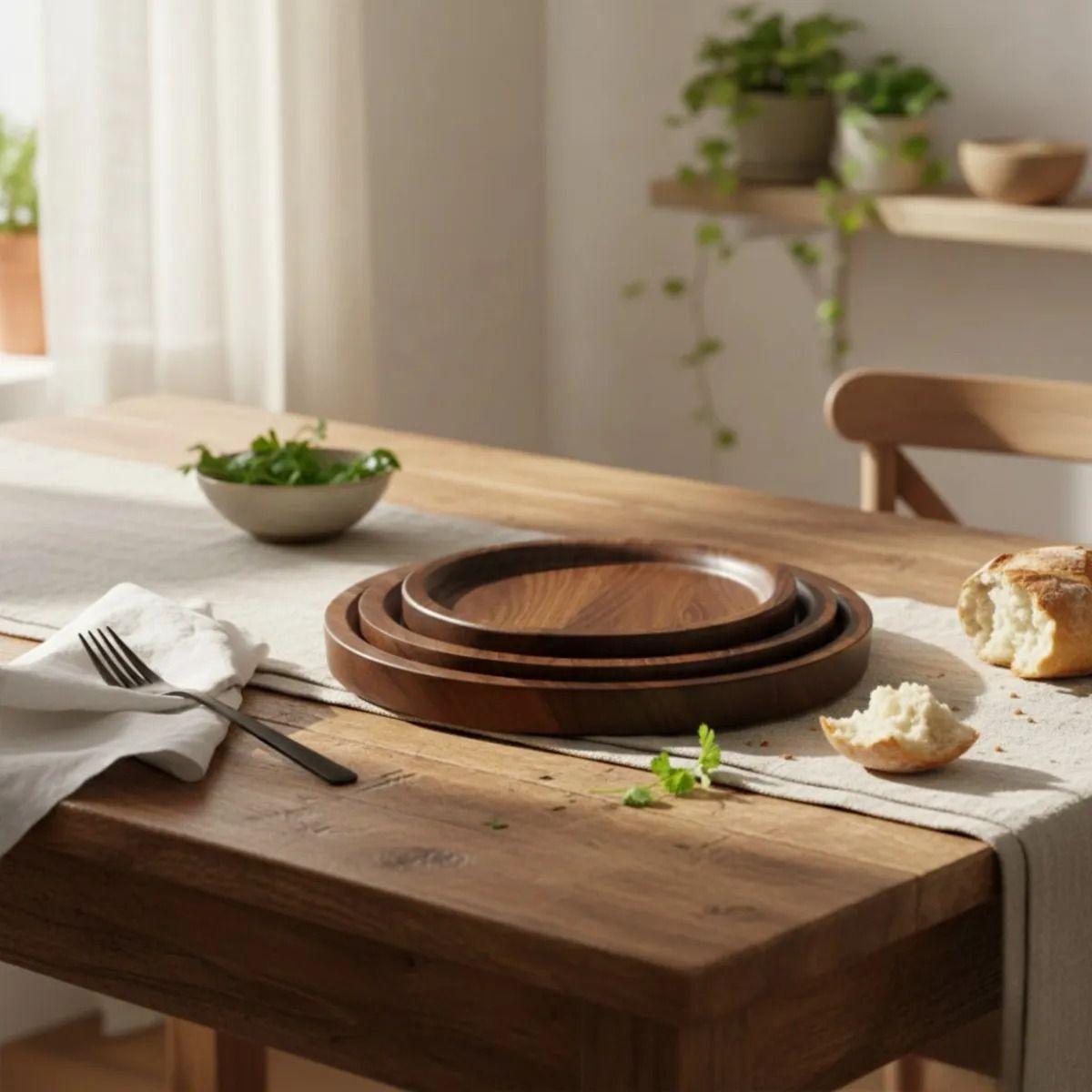 Set 3 Bandeja Decorativa Moderna Multiuso Hogar Bambú Jhn-8