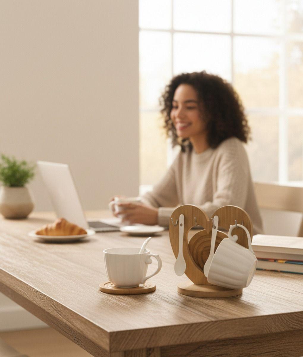 Set 2 Tazas Soporte Exhibición Decorativo Funcional Jhn-5