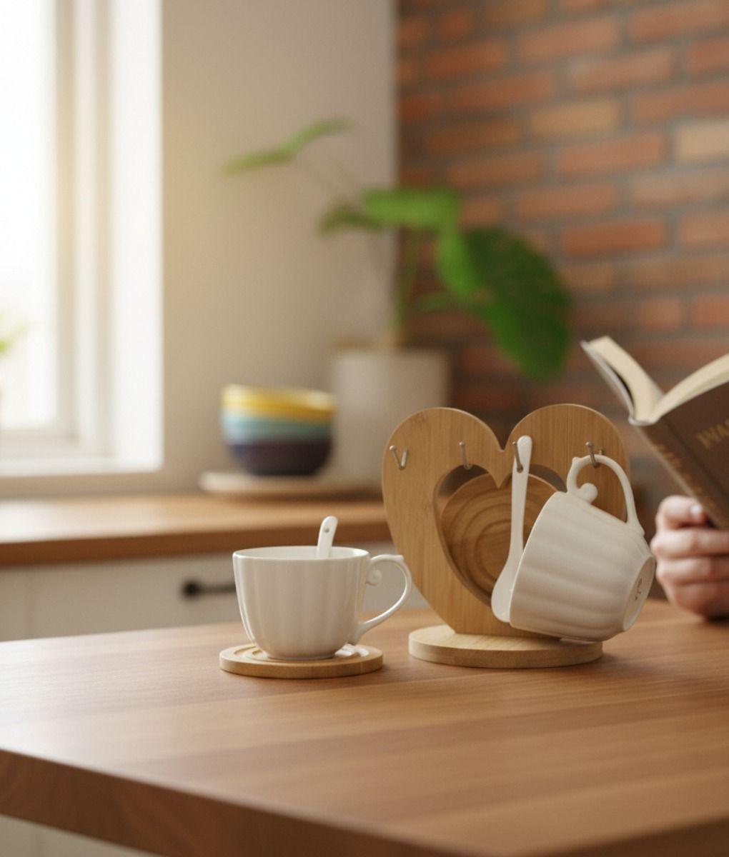 Set 2 Tazas Soporte Exhibición Decorativo Funcional Jhn-7