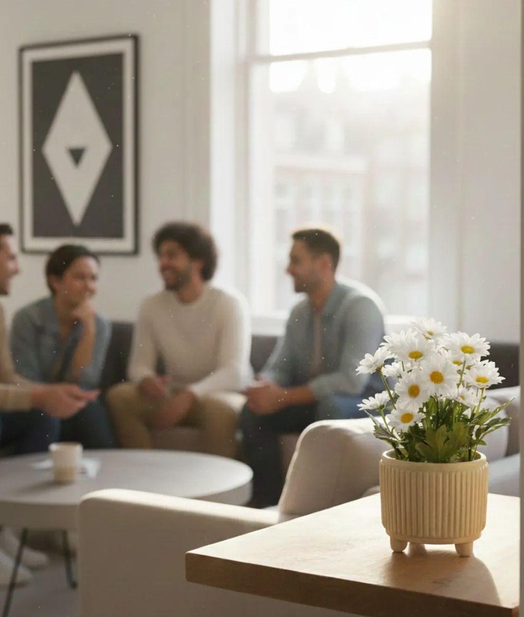 Planta Artificial Decorativa Margaritas Estilo Acanalado Jhn-3