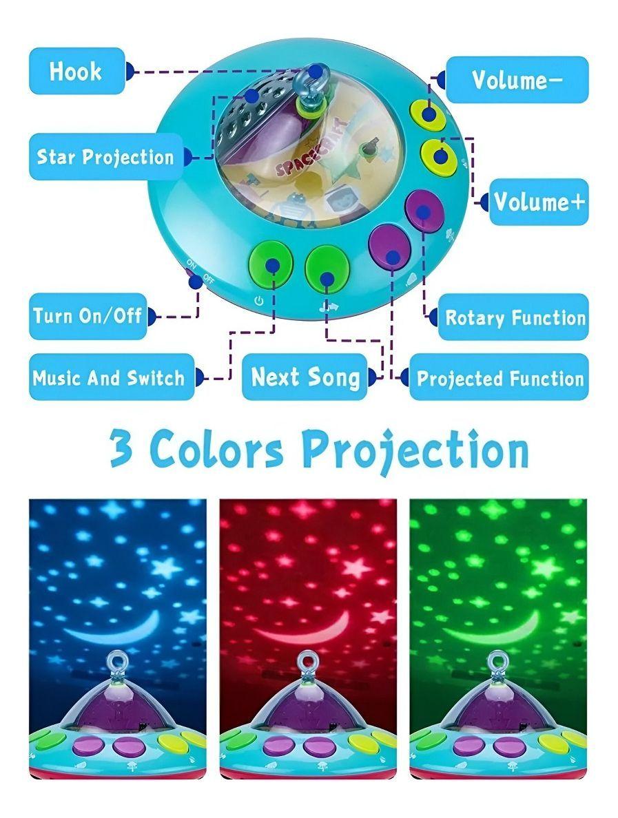 Móvil Cuna Musical Bebé Luz Proyector Estrella Sonajero Jhn-8