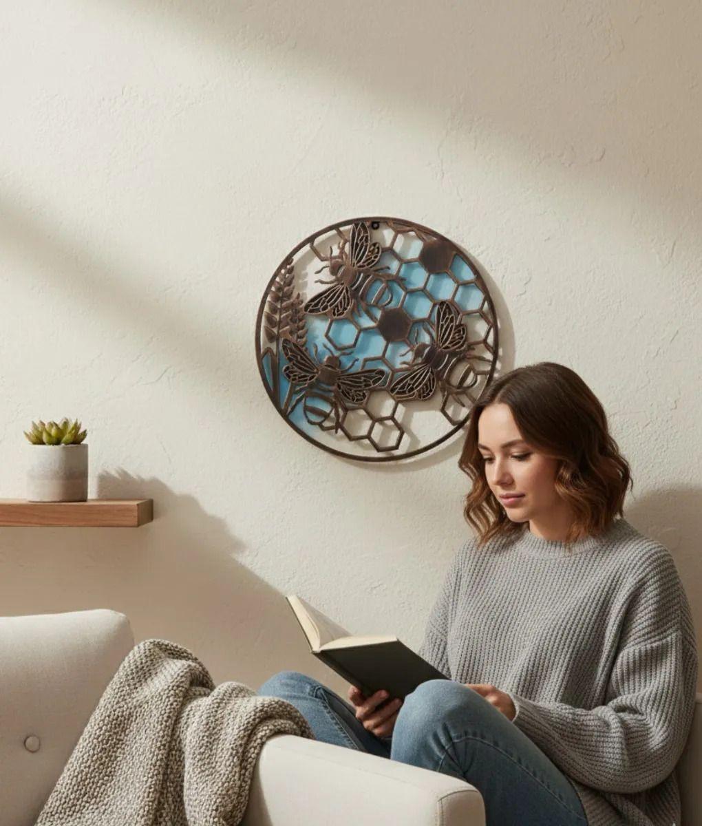 Espejo Decorativo Pared Diseño Apícola Botánico Adorno Jhn-2