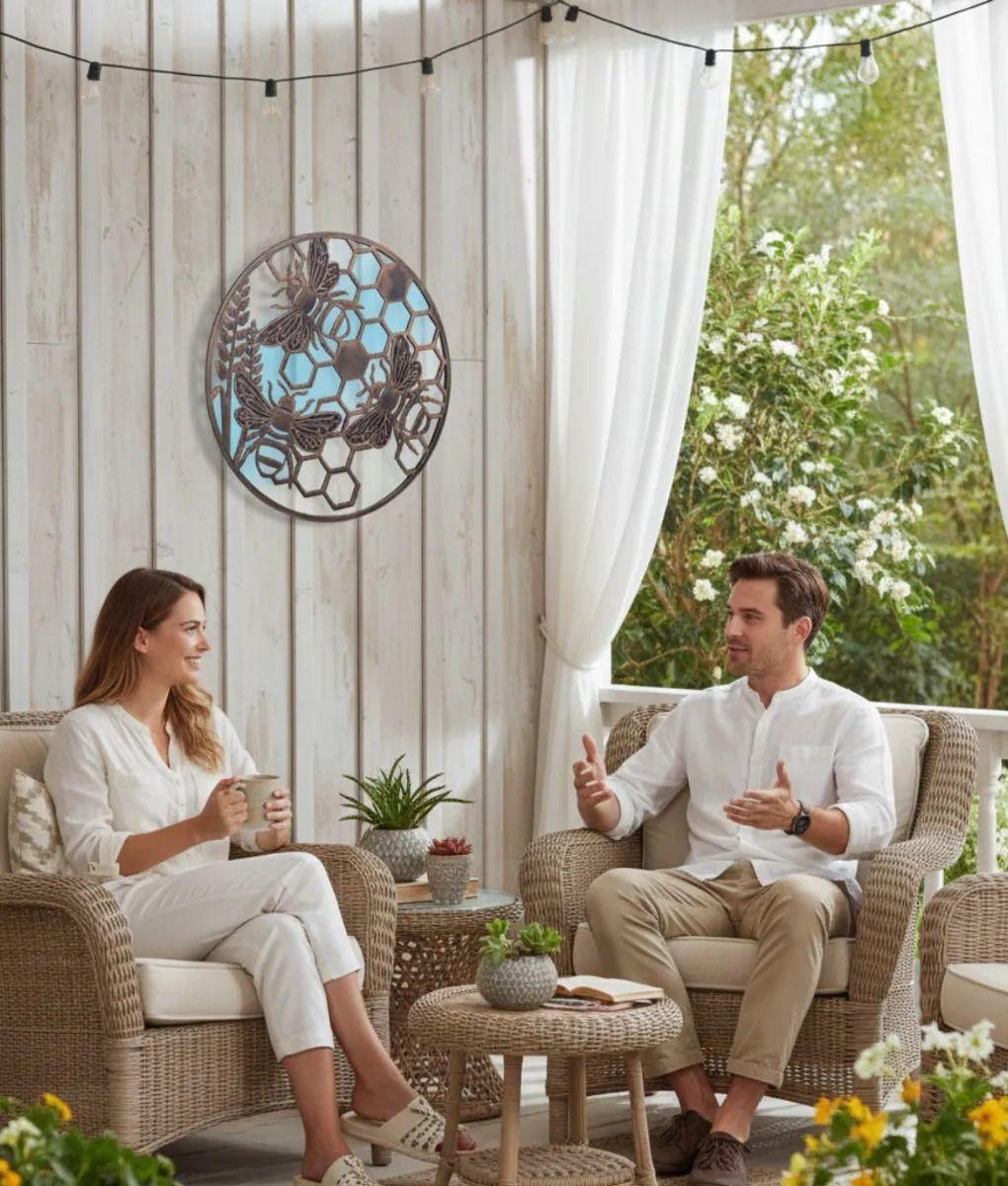 Espejo Decorativo Pared Diseño Apícola Botánico Adorno Jhn-3