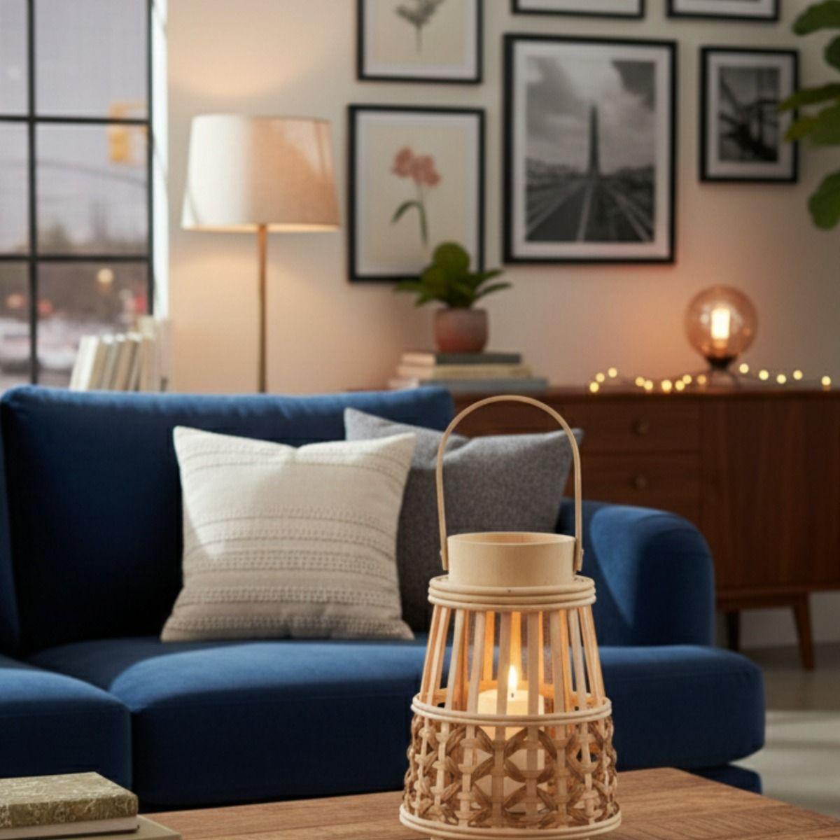 Portavelas Decorativo Diseño Tejido Silueta Moderna Jhn-6