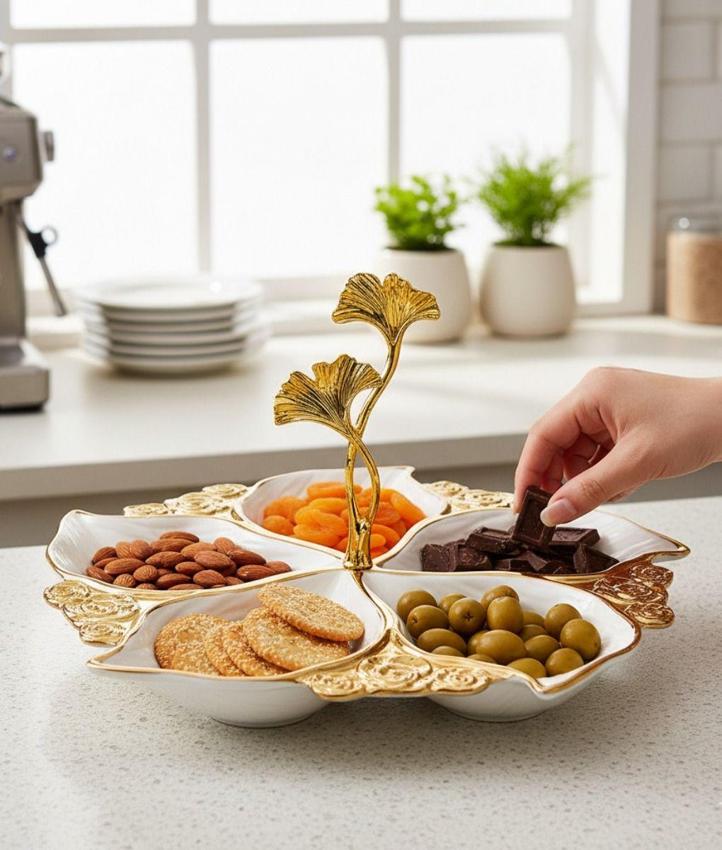 Bandeja Decorativa Centro Mesa Flor Imperial Ginkgo Jhn-3