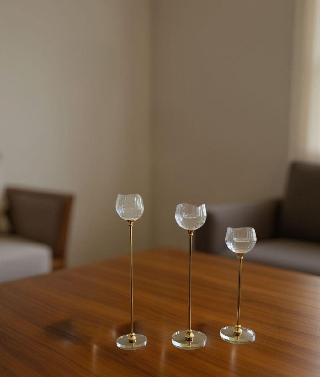 Set 3 Portavela Decorativo Flor Diseño Moderno Adorno Jhn-5