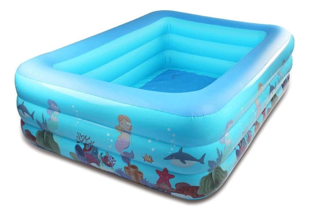 PISCINA INFLABLE RECTANGULAR GRANDE FAMILIAR NIÑOS LAU-0
