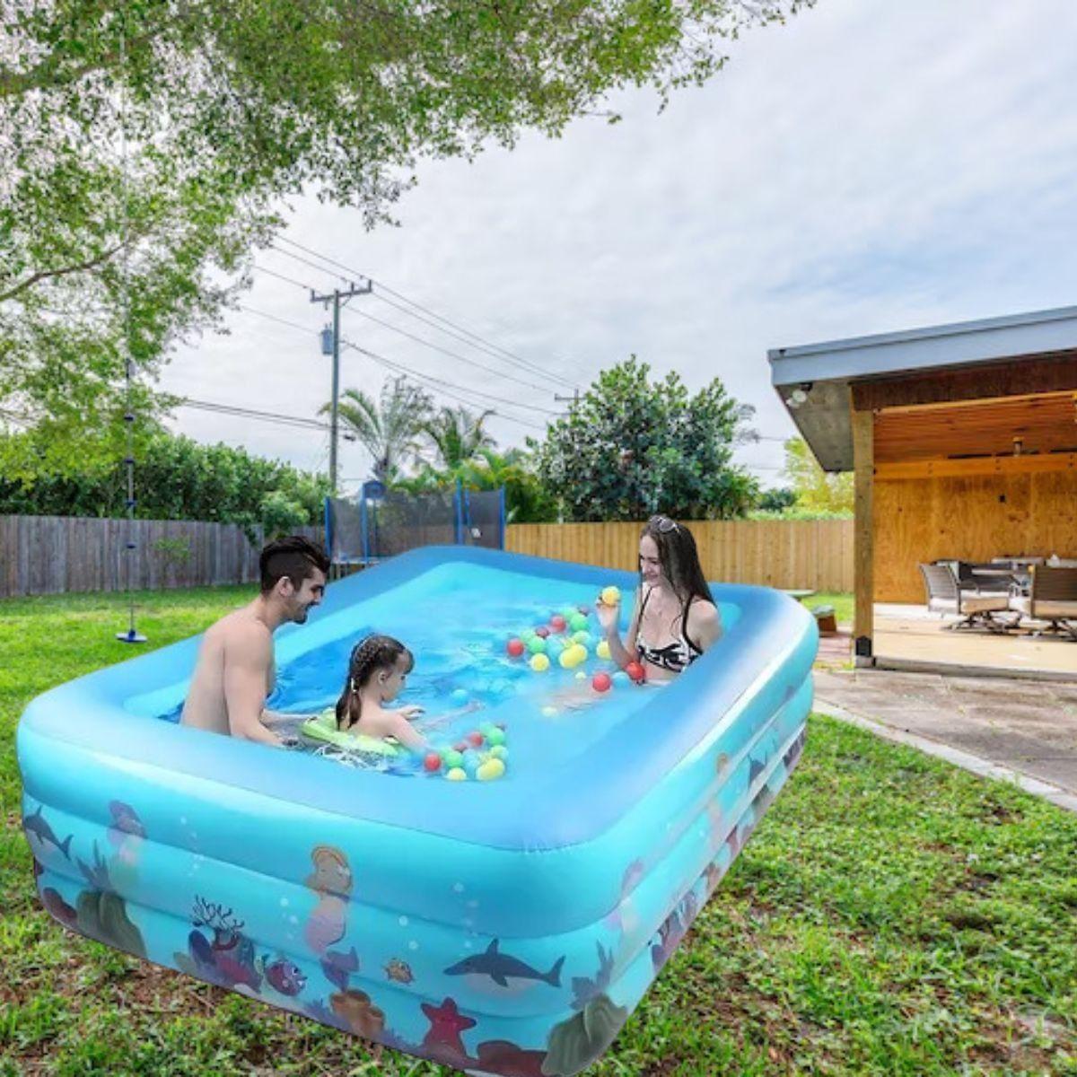 PISCINA INFLABLE RECTANGULAR GRANDE FAMILIAR NIÑOS LAU-1