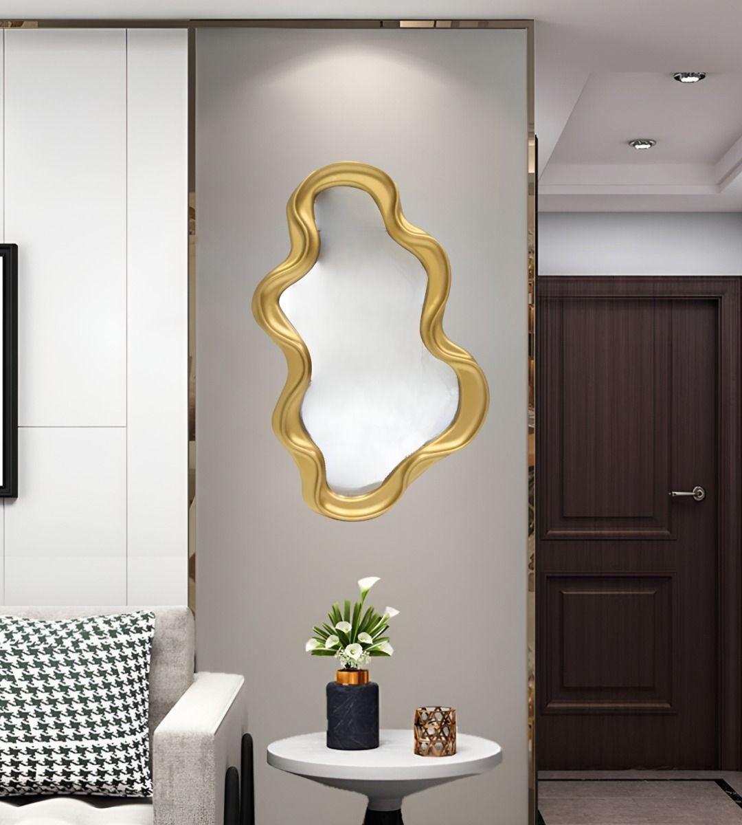 Espejo Pared Moderno Irregular Decorativo Dorado Jhn-6