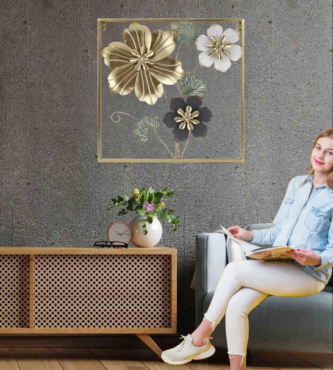 Cuadro Decorativo Pared Flores Escultura Realista Jhn-6
