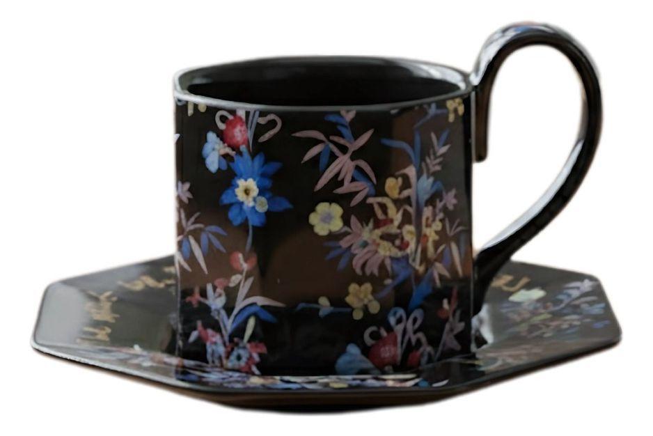 Taza Decorativa Elegante Platillo Floral Hogar Jhn-2