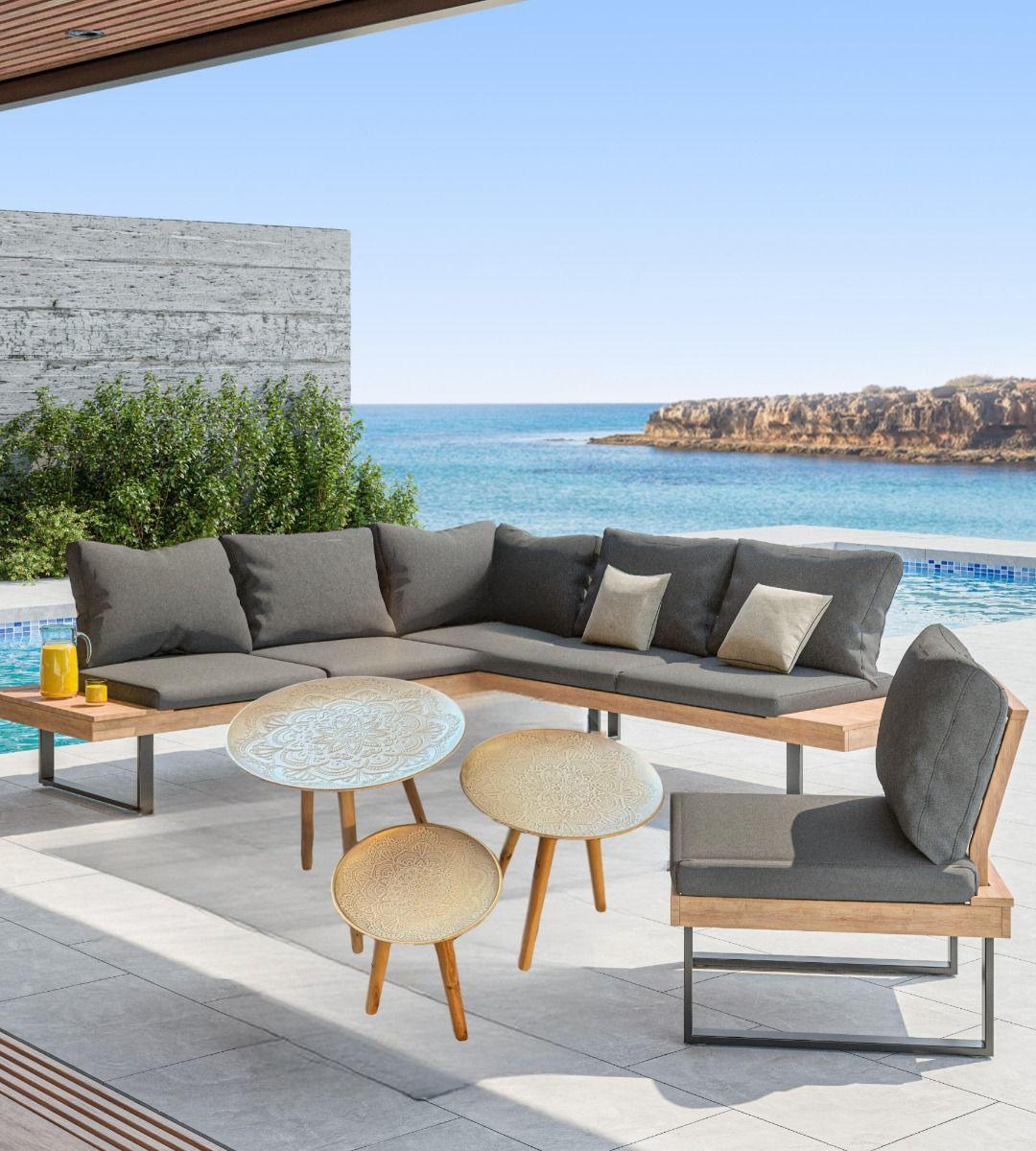 Set 3 Mesas Centro Decorativa Mandala Nórdica Redonda Jhn-8