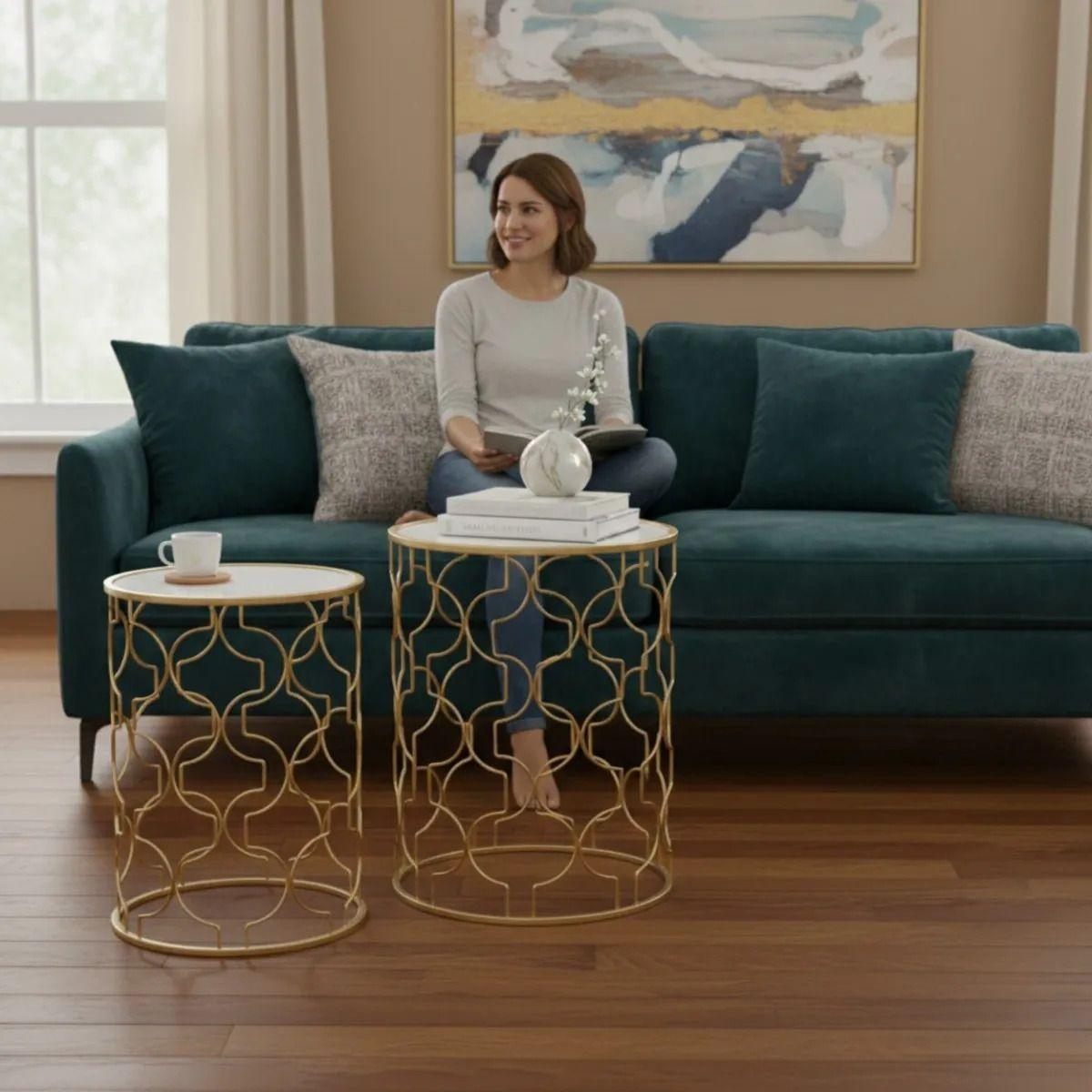 Mesa Auxiliar Decorativa Diseño Calado Centro Adorno Jhn-2