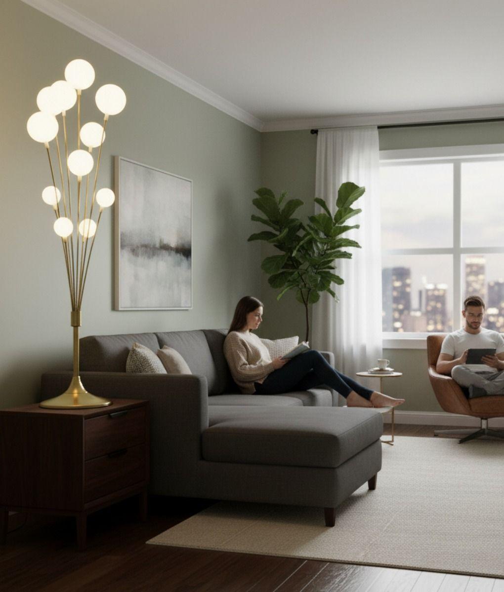 Lámpara Pie Ramo Estelar Iluminación Escultural Ambiente Jhn-3