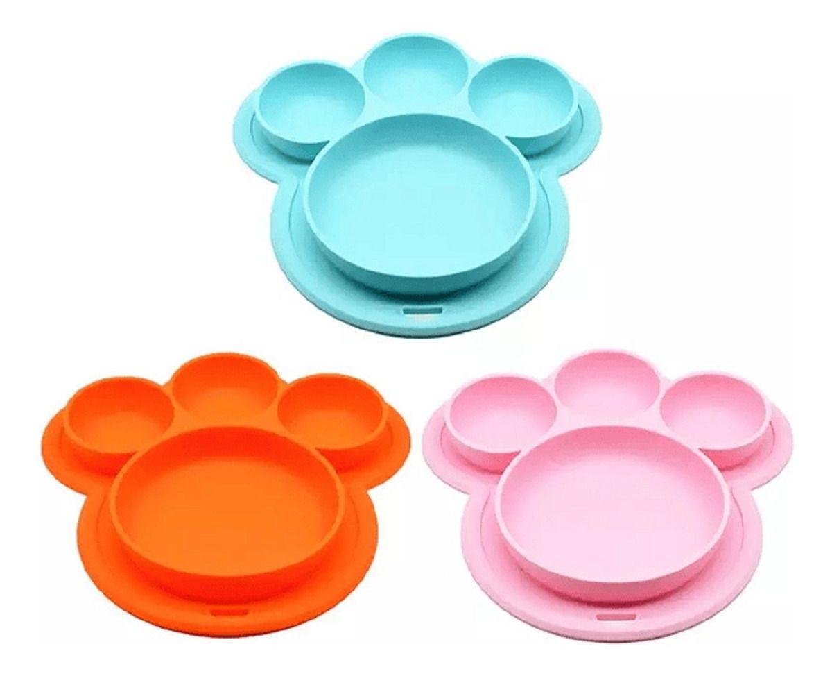 Set 2 Platos Silicona Forma Oso Alimentacion Bebes Lau-0