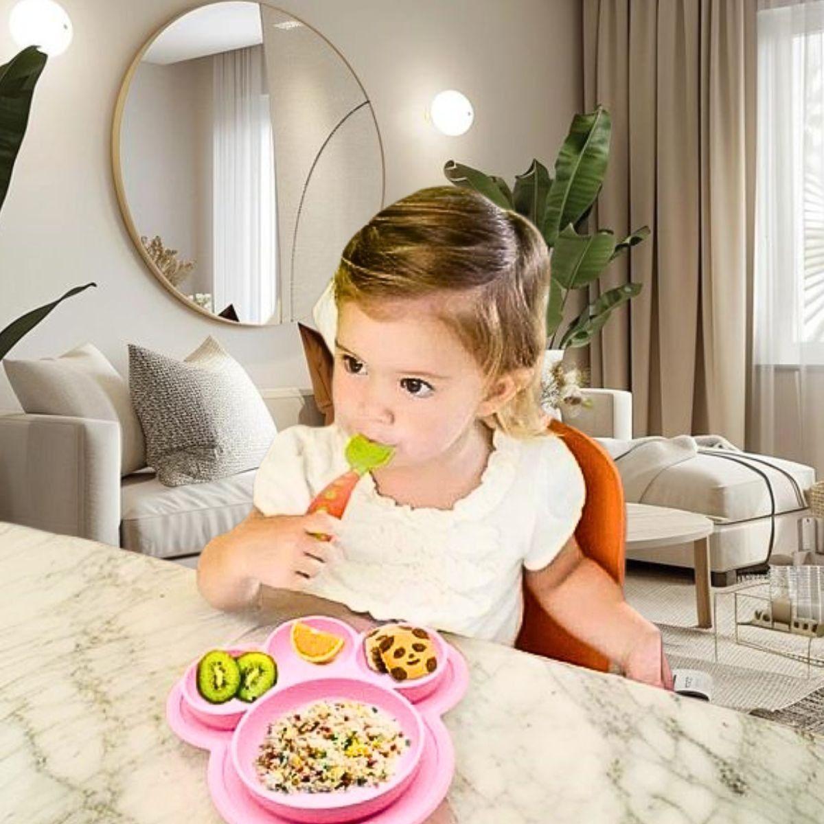 Set 2 Platos Silicona Forma Oso Alimentacion Bebes Lau-3