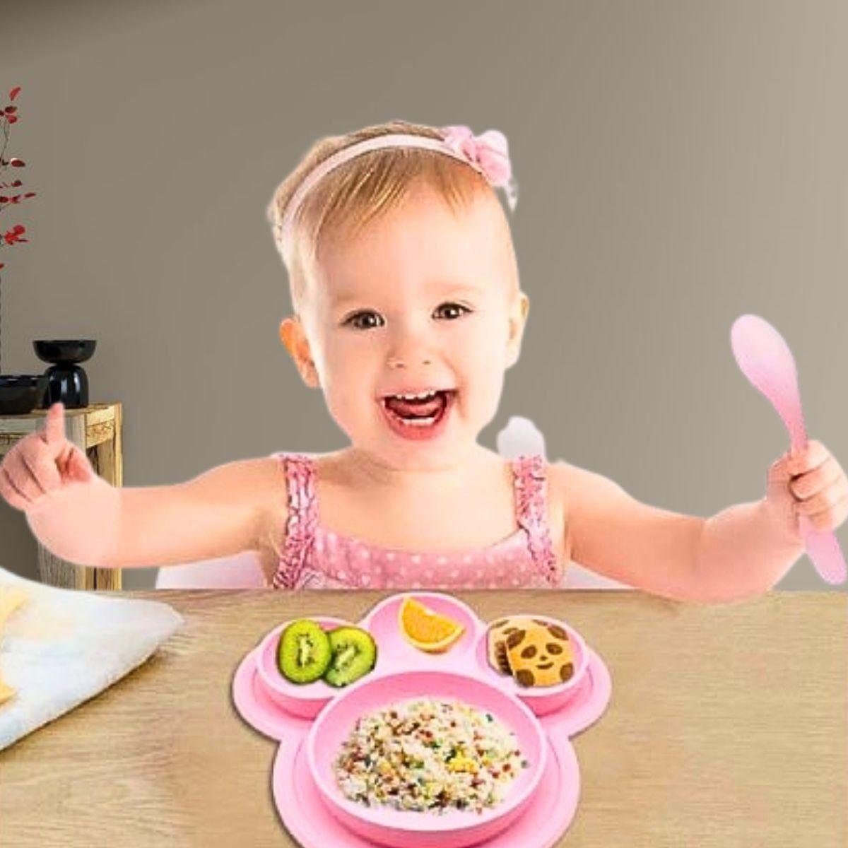 Set 2 Platos Silicona Forma Oso Alimentacion Bebes Lau-4