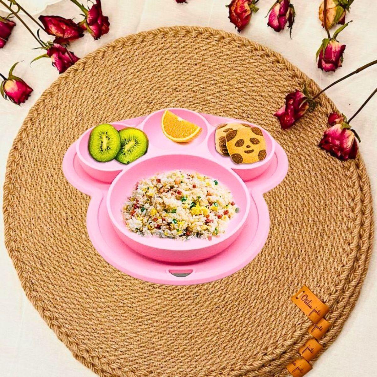 Set 2 Platos Silicona Forma Oso Alimentacion Bebes Lau-5