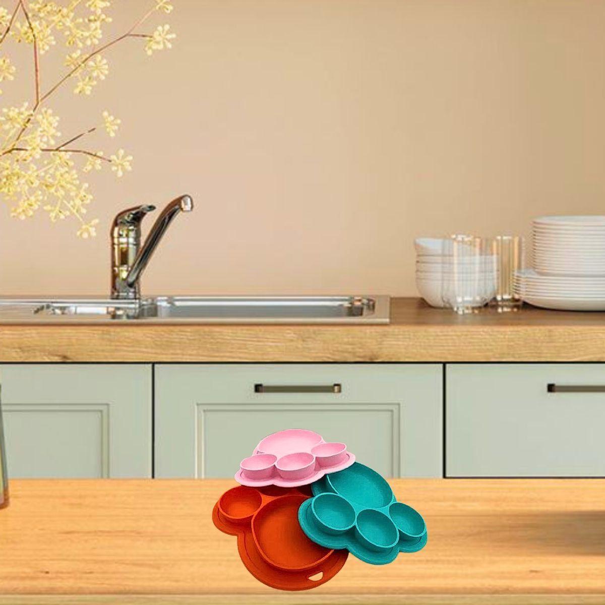 Set 2 Platos Silicona Forma Oso Alimentacion Bebes Lau-6