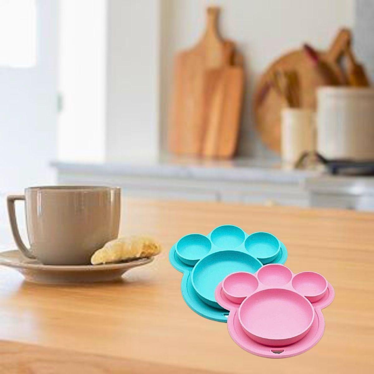 Set 2 Platos Silicona Forma Oso Alimentacion Bebes Lau-7