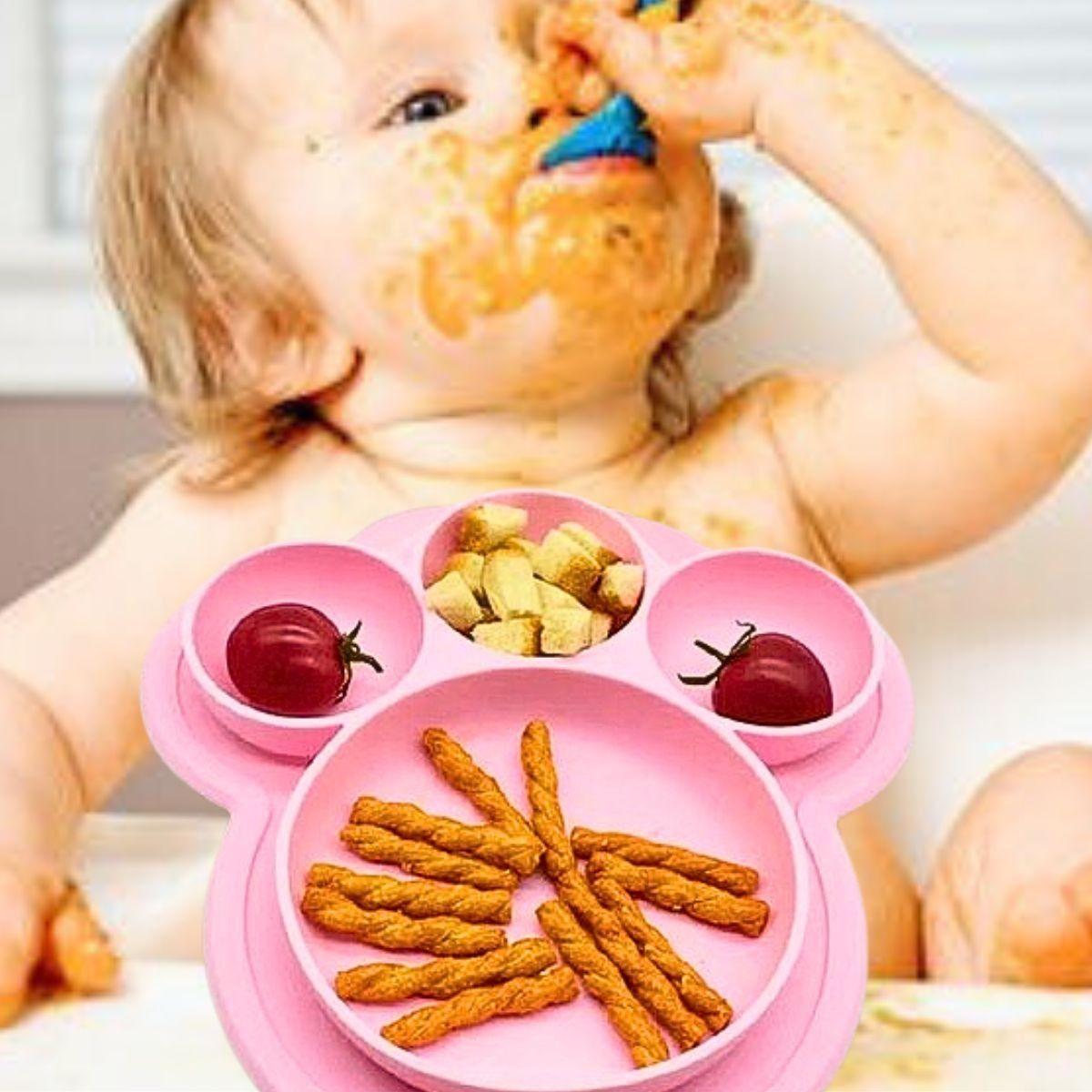 Set 2 Platos Silicona Forma Oso Alimentacion Bebes Lau-8