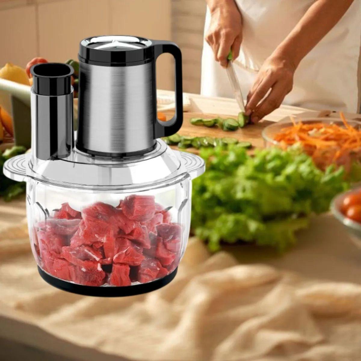 Picadora Alimentos Bol Vidrio Pulso Profesional Cocina ALJ-8