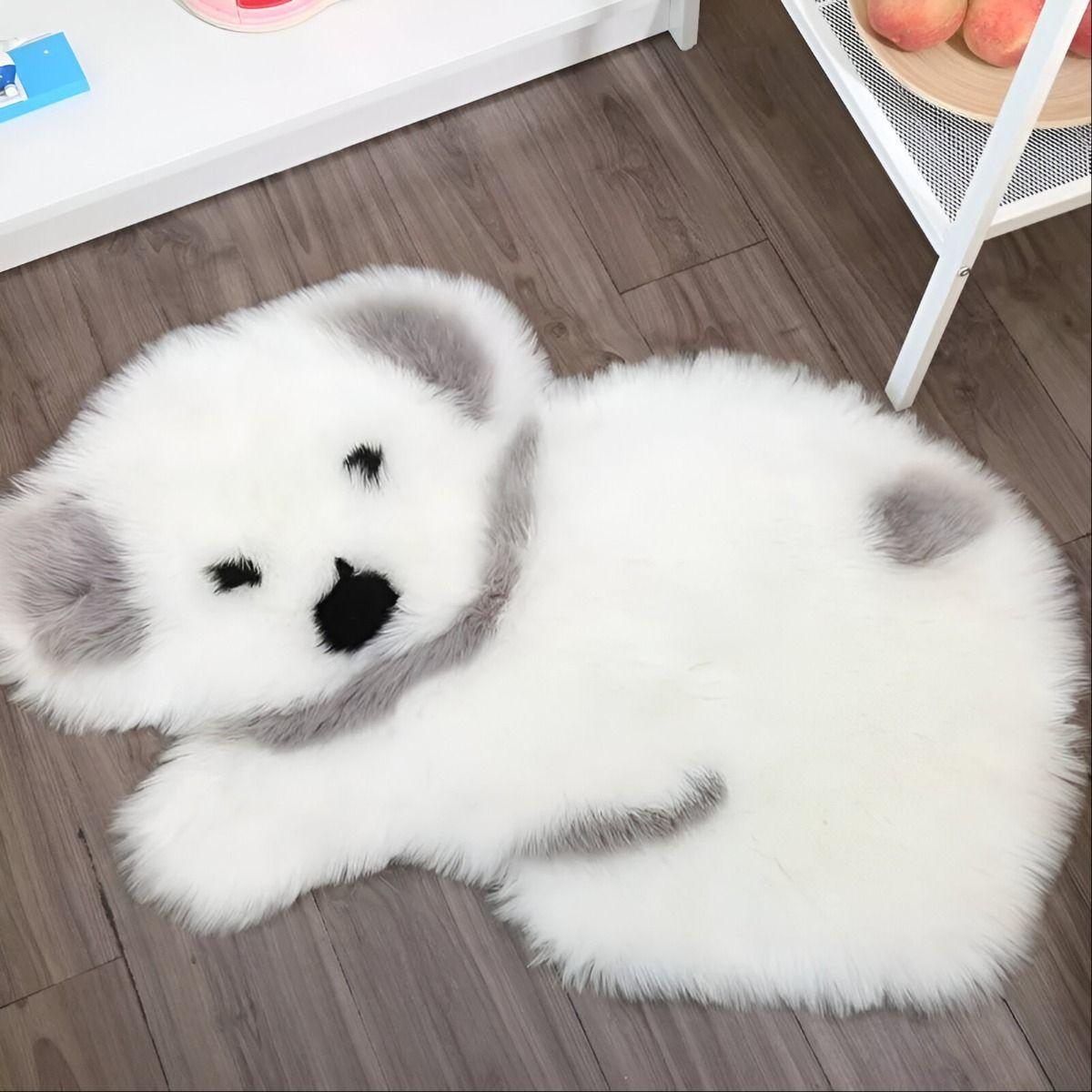 Alfombra Moderna Koala Antideslizante Blanco Gris Jhn-6