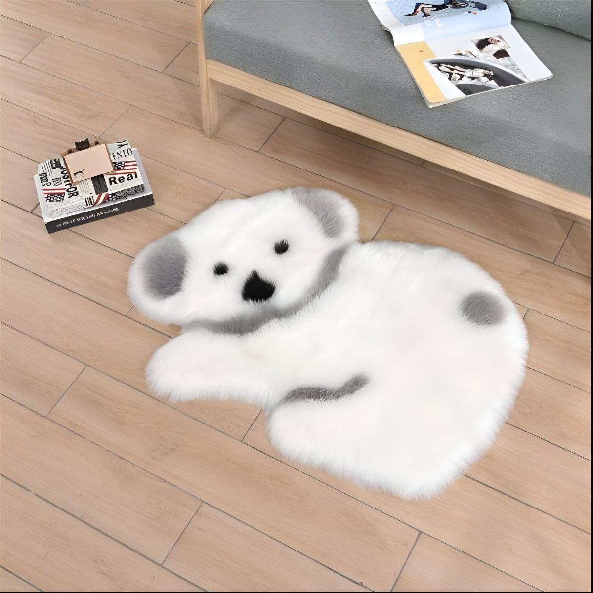 Alfombra Moderna Koala Antideslizante Blanco Gris Jhn-7