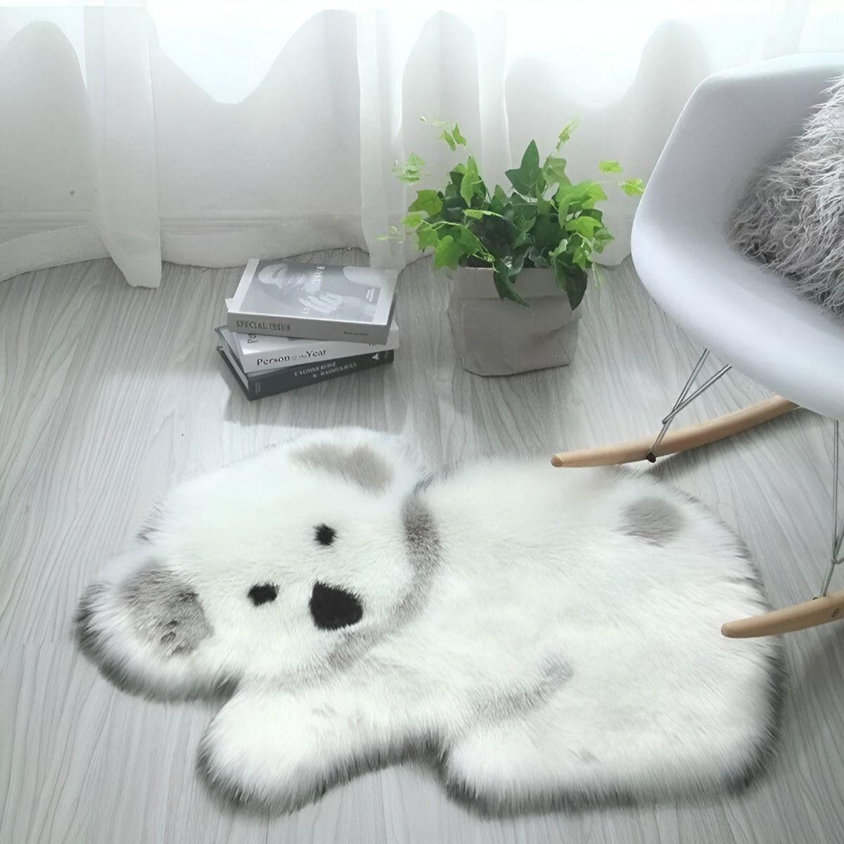 Alfombra Moderna Koala Antideslizante Blanco Gris Jhn-8