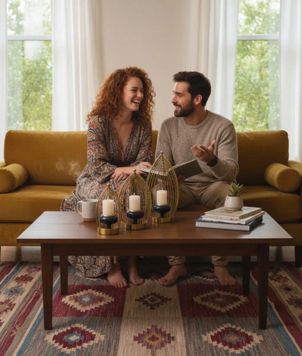 Portavela Decorativo Forma Hoja Jaula Escultural Hogar Jhn-2