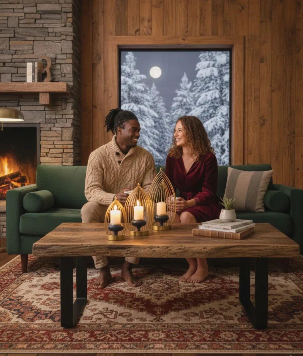 Portavela Decorativo Forma Hoja Jaula Escultural Hogar Jhn-3