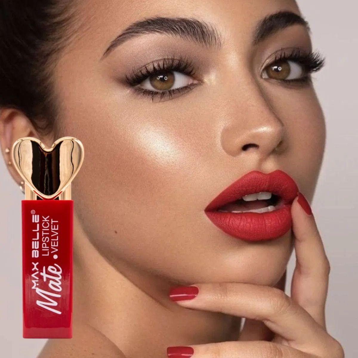 Set 2 Labiales Barra Mate Forma Corazón Larga Duración ALJ-4