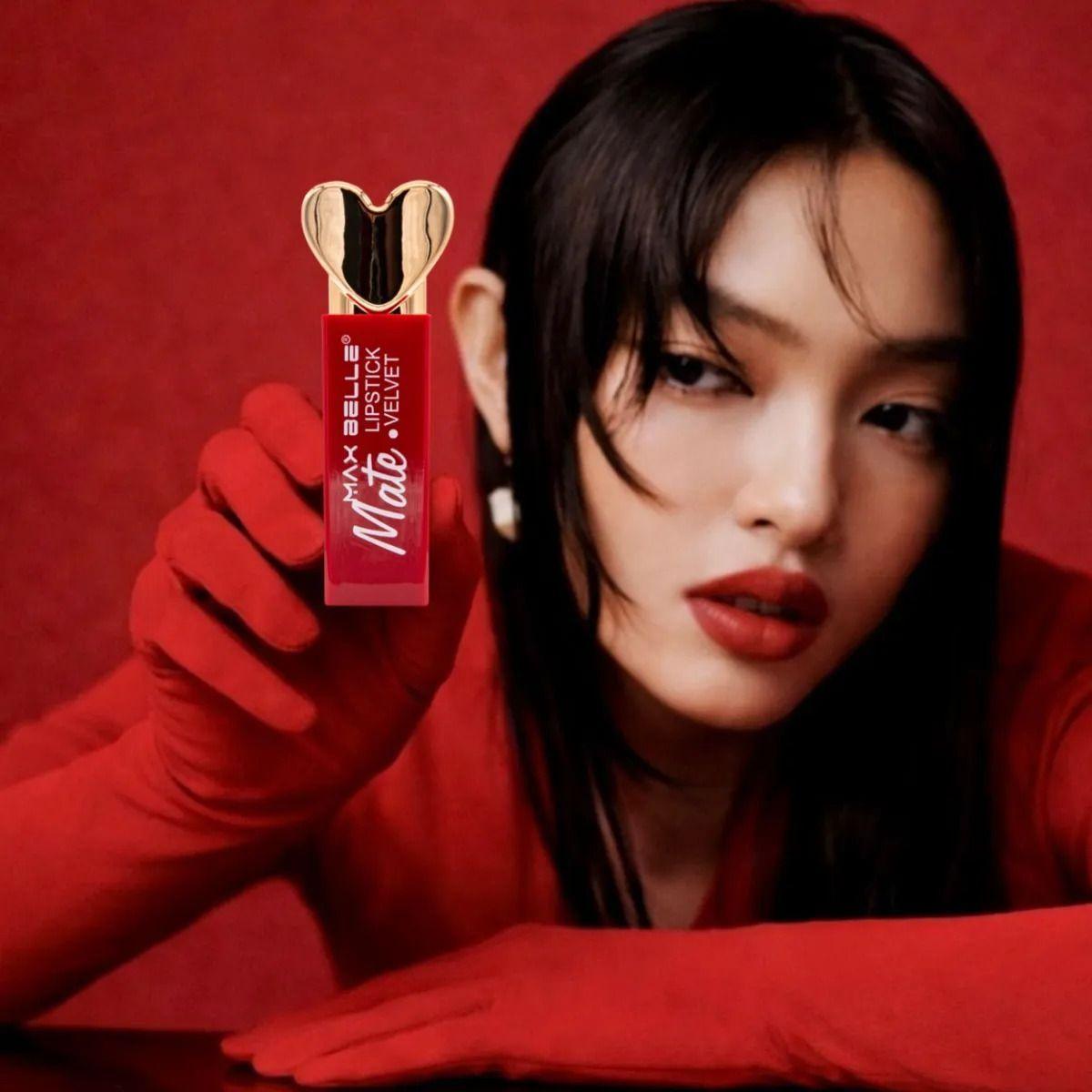 Set 2 Labiales Barra Mate Forma Corazón Larga Duración ALJ-8