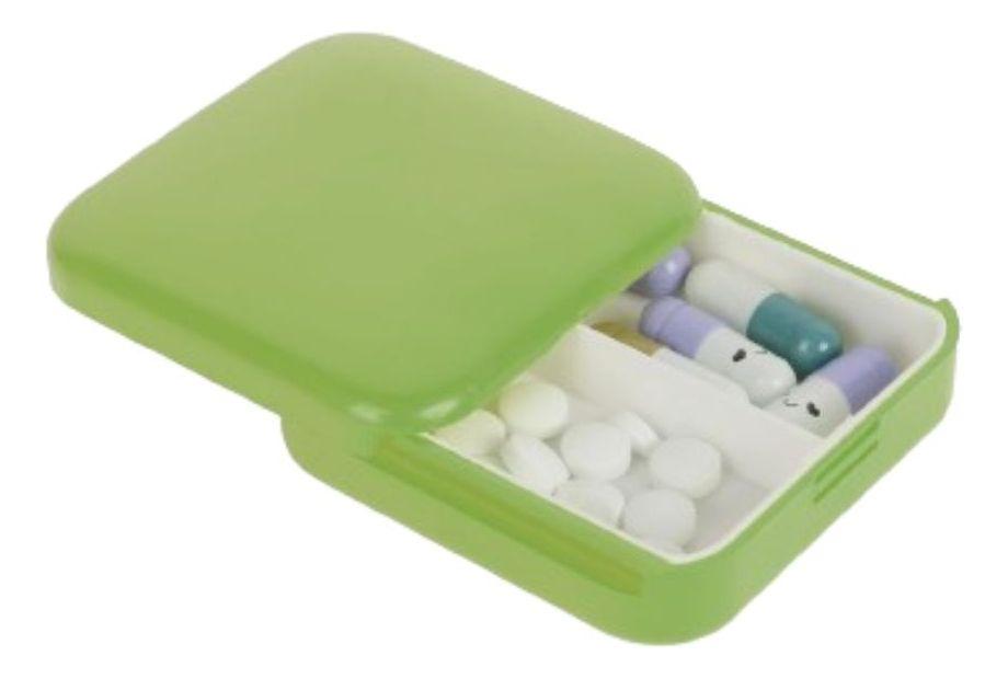 SET 6 PASTILLEROS MINI 2 COMPARTIMIENTO VERDE PORTATIL LAU-0