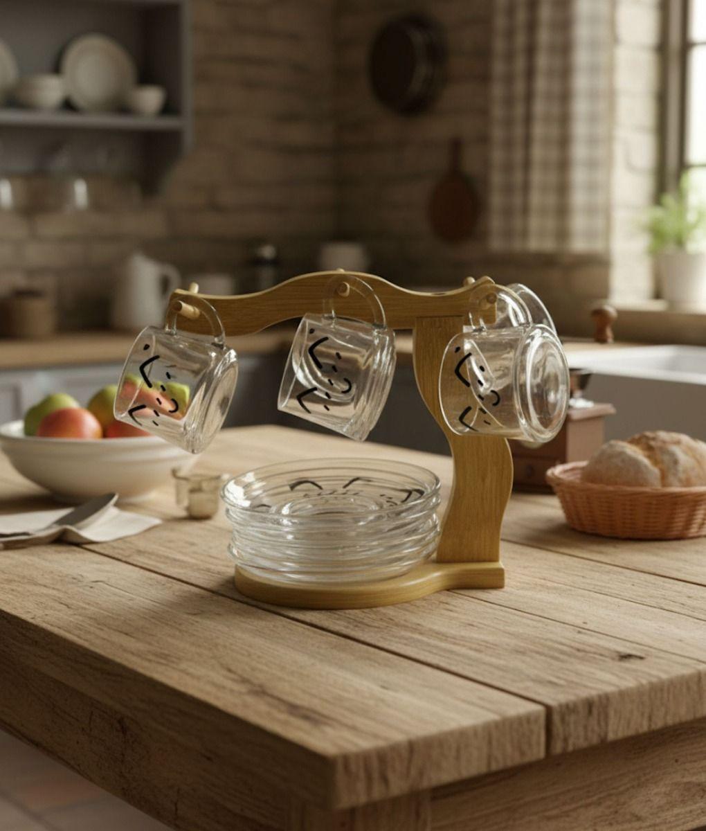 Juego Taza Soporte Plato Decorativo Organizador Cocina Jhn-0