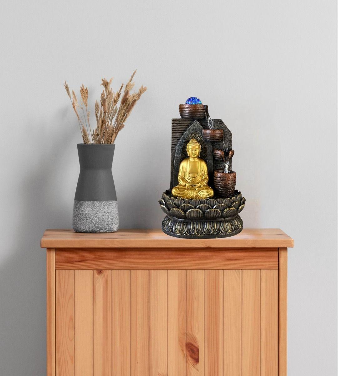Fuente Agua Mesa Buda Luz Decoración Relajación Hogar Jhn-6