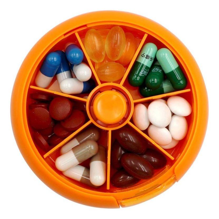 SET 3 PASTILLEROS REDONDO NARANJA PORTATIL VIAJE LAU-1