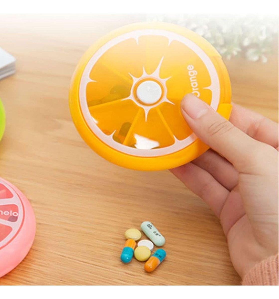 SET 3 PASTILLEROS REDONDO NARANJA PORTATIL VIAJE LAU-7