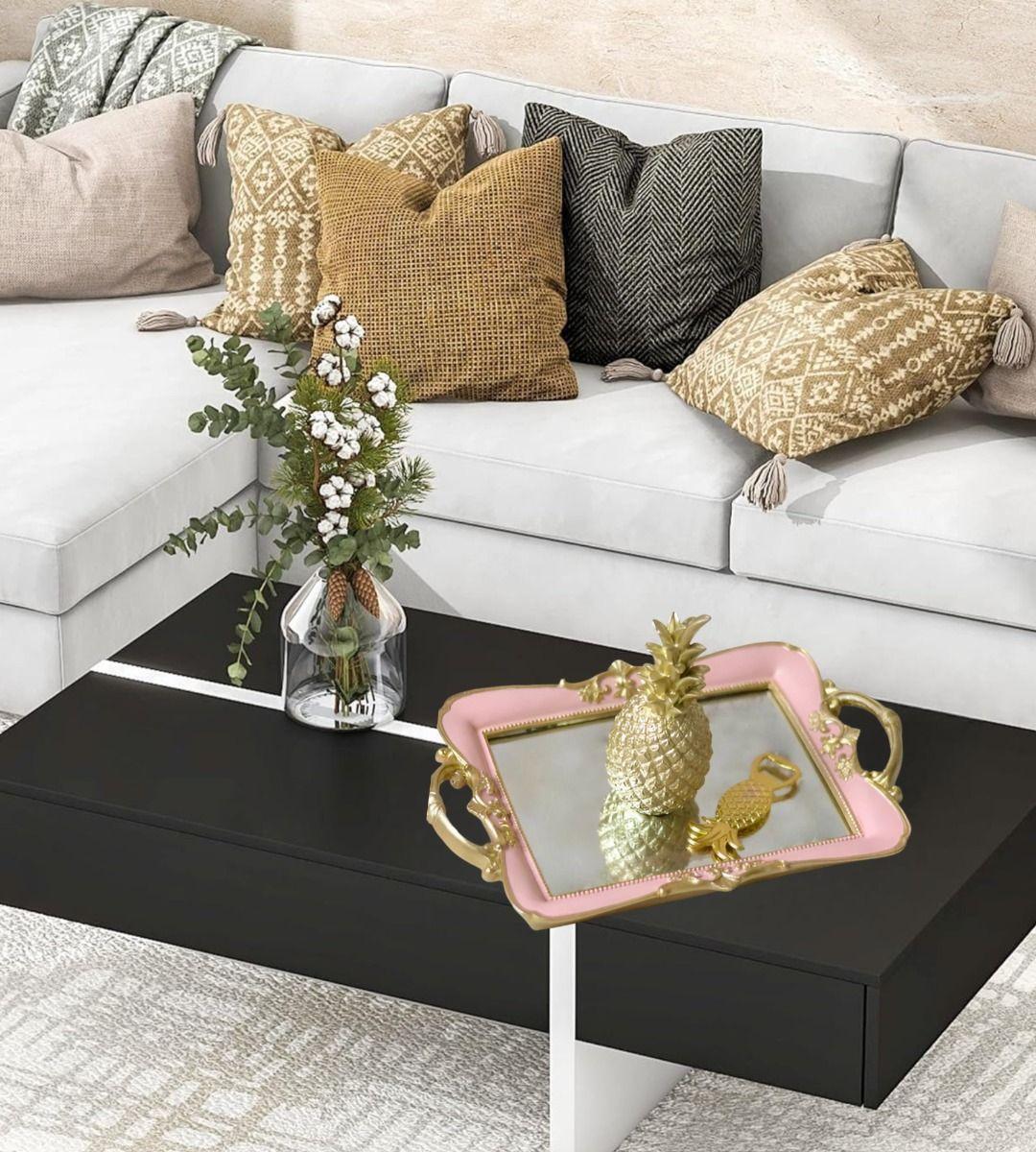 Bandeja Espejo Rosa Organizador Adorno Decorativo Jhn-7