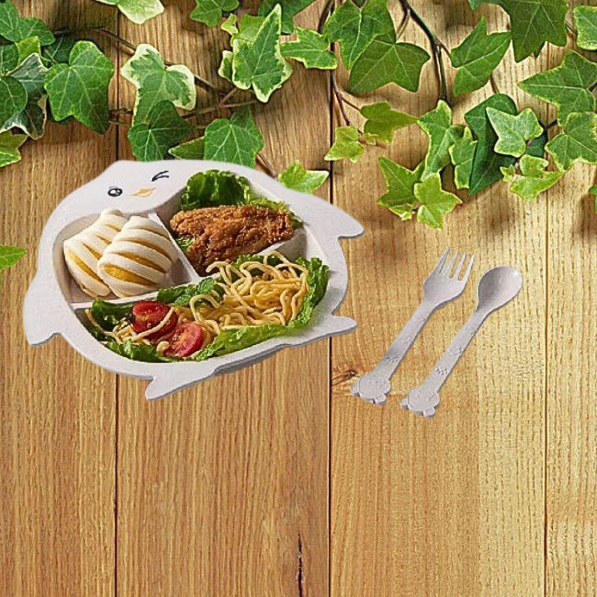 Set 3 Platos Silicona Forma Pingüino Entrenamiento Niños Lau-6